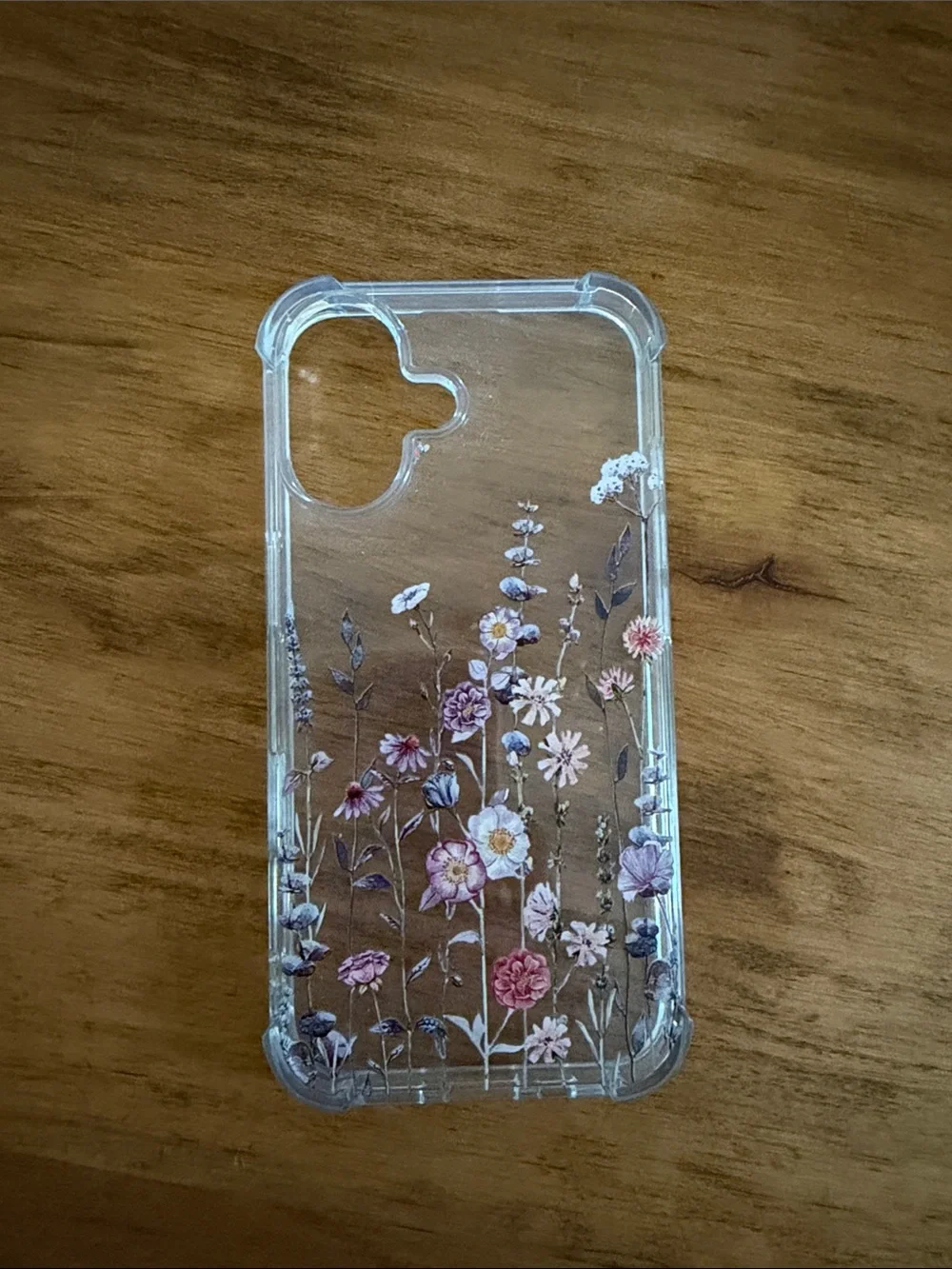 iPhone 16 Clear Case with Pink and Purple Floral Print